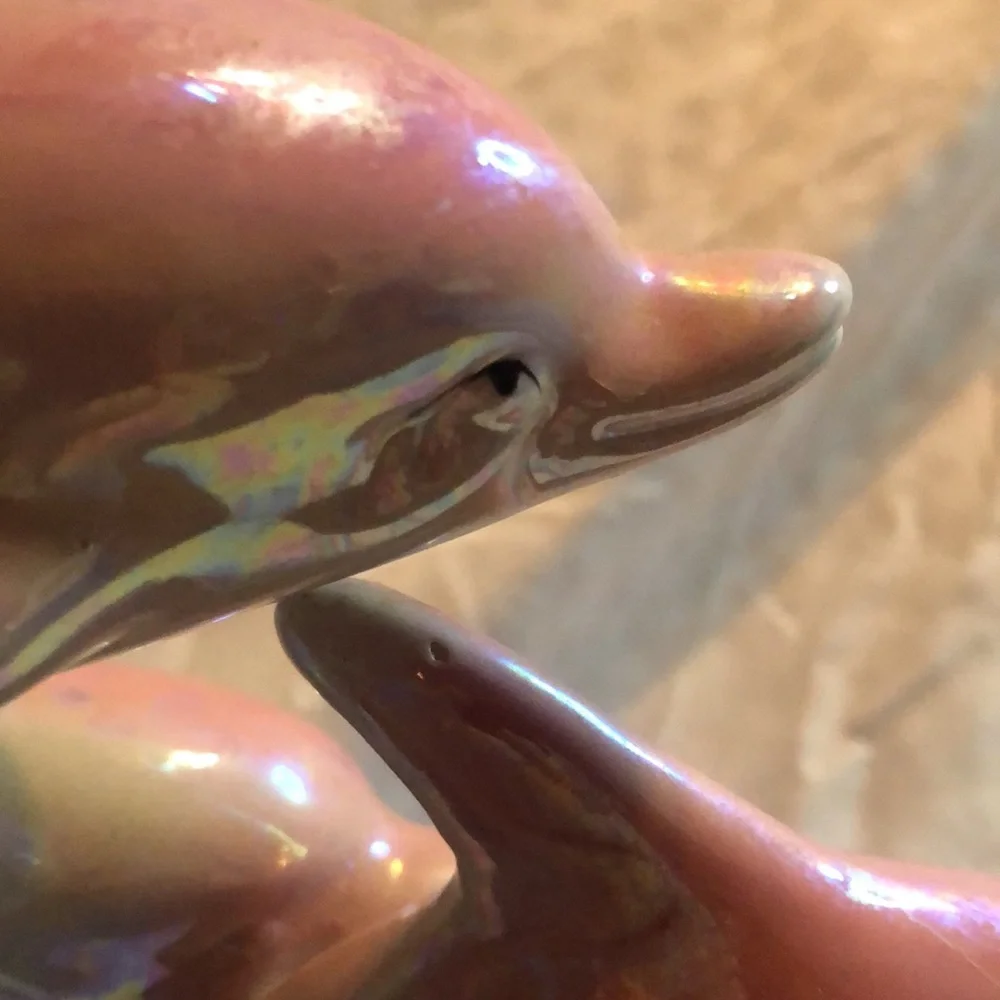 Vintage Y2k ceramic beachy dolfins ceramic figure
